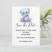 Faire-part de mariage "Nounours bleu garçon bébé"  (Debout devant)