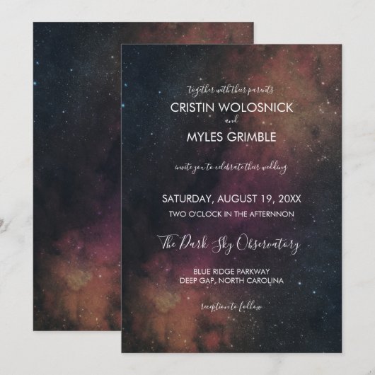 Faire-part de mariage Nova Night Sky (Devant / Derrière)