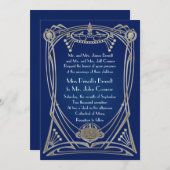 Faire-part de mariage nuit bleue et argent (Devant / Derrière)