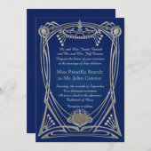 Faire-part de mariage nuit bleue et argent (Devant / Derrière)