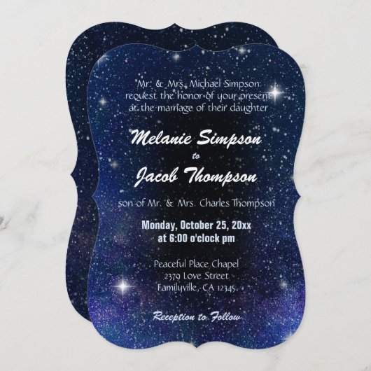 Faire-part de mariage | Nuit étoilée (Devant / Derrière)