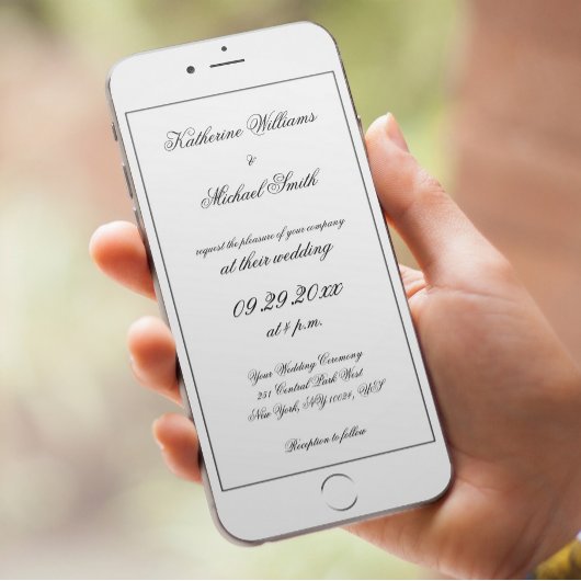 Faire-part de mariage numérique blanc élégant mini