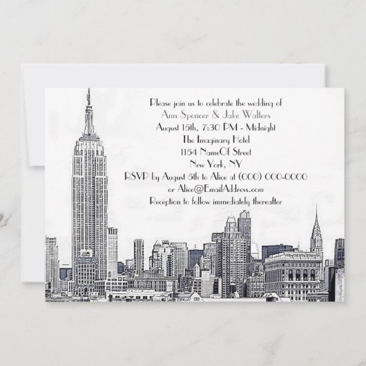 Faire-part de mariage NYC Skyline 01 Gravé 2 (Dos)