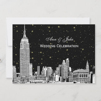 Faire-part de mariage NYC Skyline Etch Starry DIY