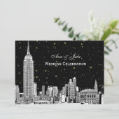 Faire-part de mariage NYC Skyline Etch Starry DIY (Debout devant)