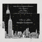 Faire-part de mariage NYC Skyline Etch Starry DIY (Devant / Derrière)