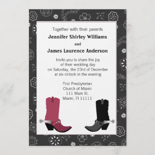 Faire-part de mariage occidental de bottes de