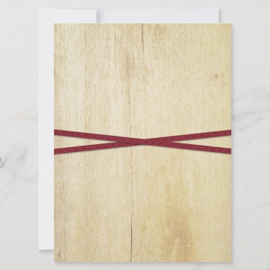 Faire-part de mariage occidental, en bois et rouge (Dos)