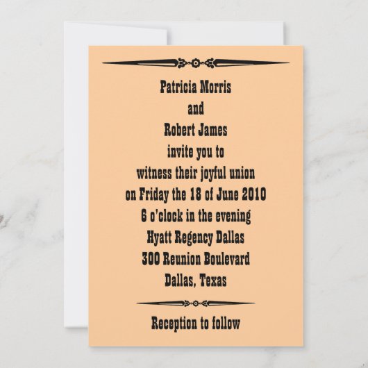 Faire-part de mariage occidentale (Dos)