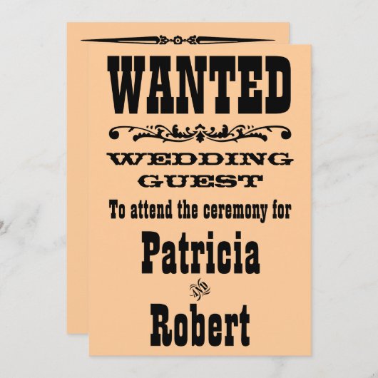 Faire-part de mariage occidentale (Devant / Derrière)