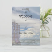 Faire-part de mariage océan à compléter (Debout devant)