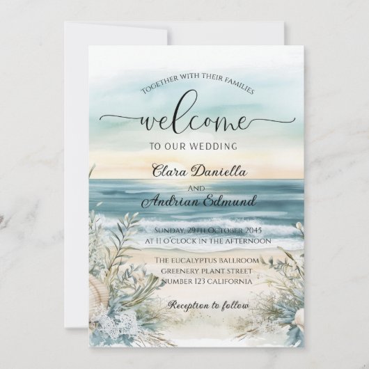 Faire-part de mariage Ocean Breeze (Devant)