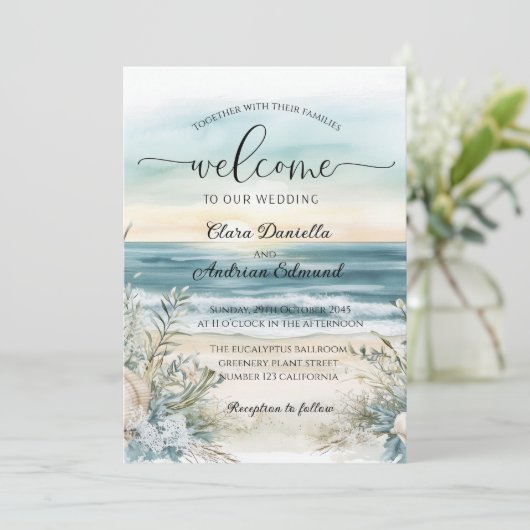 Faire-part de mariage Ocean Breeze (Debout devant)