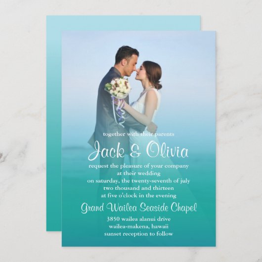 Faire-part de mariage Ocean Mist (Devant / Derrière)