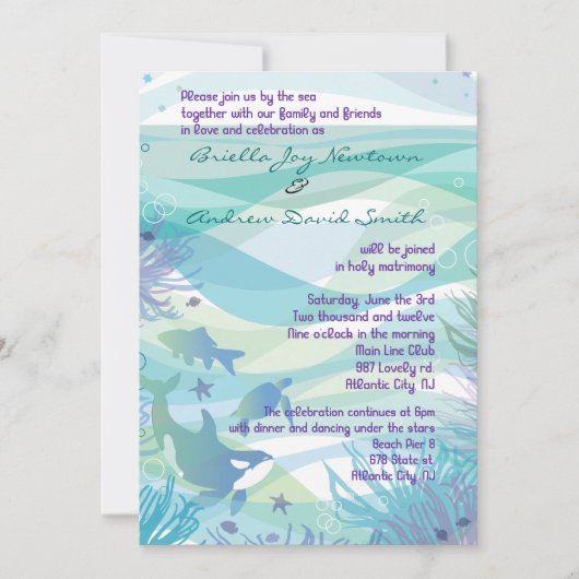 Faire-part de mariage Ocean Sea Life (Devant)