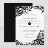 Faire-part de mariage officiel de la dentelle noir (Devant / Derrière)
