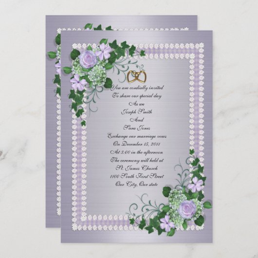 Faire-part de mariage officiel des Roses de lavand (Devant / Derrière)