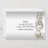 Faire-part de Mariage officiel orné d'argent d'or (Dos)
