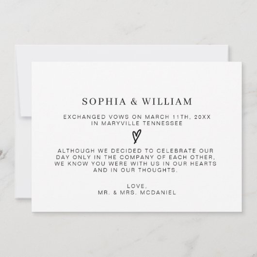 Faire-part de Mariage Officiel pour Mariage en Elo (Dos)