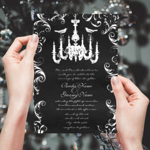 Faire-part de mariage oiseau amoureux lustre noir