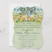 Faire-part de mariage Oiseau d'amour sarcelle Forê (Devant)