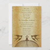 Faire-part de mariage Oiseau de l'Amour Luxe Doré (Dos)