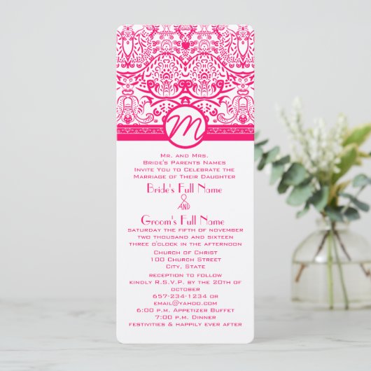 Faire-part de mariage Oiseau de l'amour Rose framb (Debout devant)