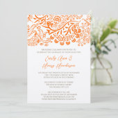 Faire-part de mariage oiseaux amour orange (Debout devant)