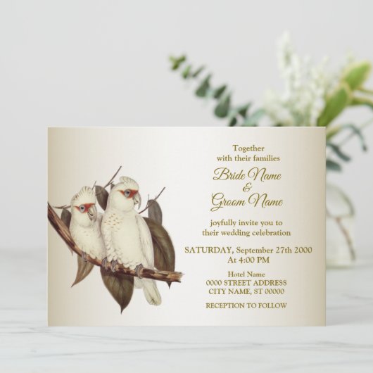 Faire-Part de Mariage Oiseaux Blancs (Debout devant)