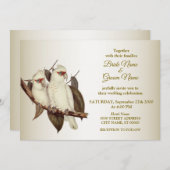 Faire-Part de Mariage Oiseaux Blancs (Devant / Derrière)