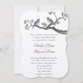 Faire-part de mariage Oiseaux bleus vintage (Devant)