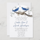 Faire-part de mariage Oiseaux bleus vintage (Devant)