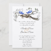 Faire-part de mariage Oiseaux bleus vintage #2 (Devant)