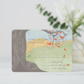 Faire-part de mariage Oiseaux d'amour en bois flot (Debout devant)