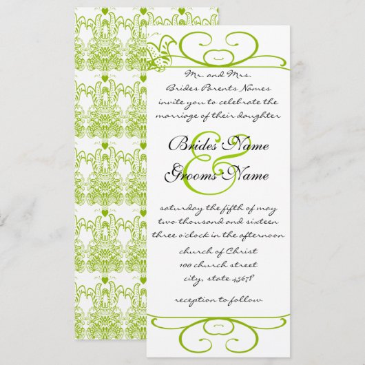 Faire-part de mariage Oiseaux d'amour Vert pomme (Devant / Derrière)