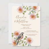 Faire-Part de Mariage Oiseaux dans les Fleurs (Devant)