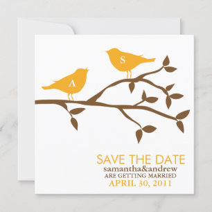 Faire-part de mariage Oiseaux de l'amour à monogra