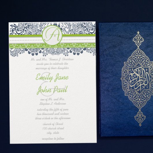 Faire-part de mariage Oiseaux de l'amour Gris Vert