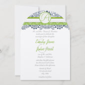 Faire-part de mariage Oiseaux de l'amour Gris Vert (Dos)