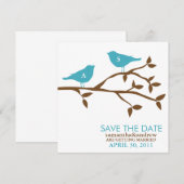 Faire-part de mariage Oiseaux de l'Amour Monogramm (Devant / Derrière)