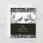 Faire-part de mariage oiseaux de l'amour noir et b (Dos)