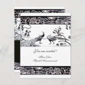 Faire-part de mariage oiseaux de l'amour noir et b (Devant / Derrière)