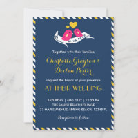Faire-part de mariage Oiseaux de l'amour Rayures B