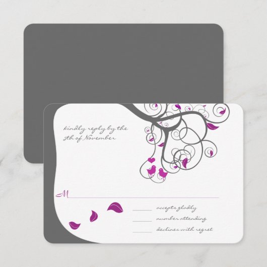 Faire-part de mariage Oiseaux de l'amour Tourbillo (Devant / Derrière)