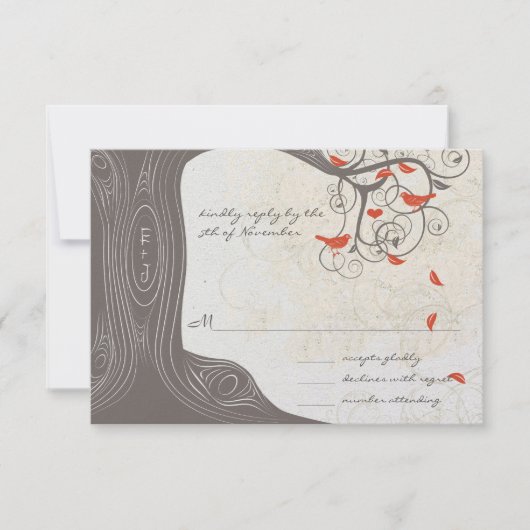 Faire-part de mariage Oiseaux de l'amour Tourbillo (Devant)