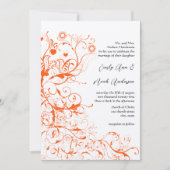 Faire-part de mariage Oiseaux et volutes Corail Or (Devant)
