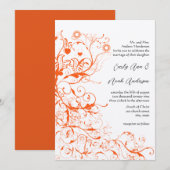 Faire-part de mariage Oiseaux et volutes Corail Or (Devant / Derrière)