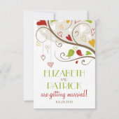 Faire-part de mariage oiseaux mignons vert printem (Dos)