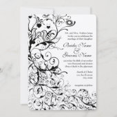 Faire-part de mariage Oiseaux noirs et tourbillons (Devant)