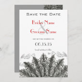 Faire-Part de Mariage Oiseaux Rouges Vintage (Devant / Derrière)